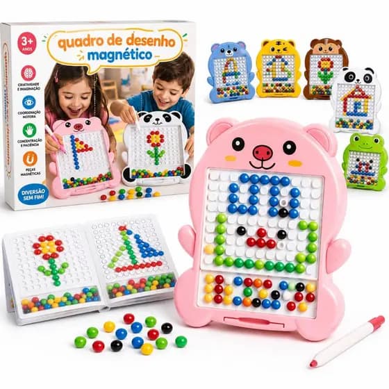 Lousa Mágica Magnética Grande Infantil com Cartelas Animais Brinquedo Educativo Montessori Desenho