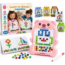 Lousa Mágica Magnética Grande Infantil com Cartelas Animais Brinquedo Educativo Montessori Desenho