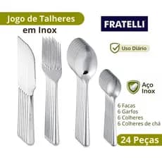Faqueiro Fratelli 24 Peças Talheres Inox Resistente e Moderno