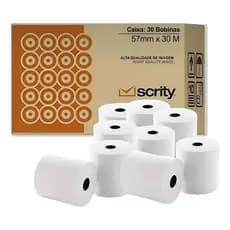 Bobina Para Calculadora 57x30 Branca Scrity - Cx C/ 30 Unds Branca