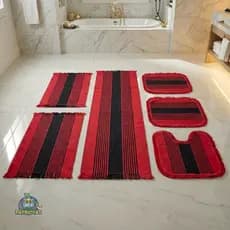 Jogo de Banheiro + Passadeira de Cozinha 6 Peças 100% Algodão Kit Completo Decorativo