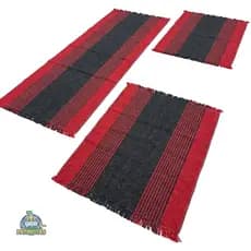 Tapete Cozinha Kit 3 Peças Algodão Listrado 1 Passadeira + 2 Tapetes Diversas Cores