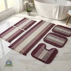 Kit Jogo de Banheiro e Tapete de Cozinha 6 Peças 100% Algodão Antiderrapante Absorvente