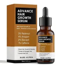 Sérum Avançado para Crescimento Capilar | 3% Redensyl, 4% Anagain, 3% Baicapil, 1% Cafeína, Biotina | Enriquecido com Al