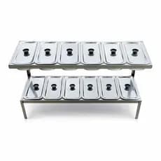 Pizzarola 12 Cubas De Inox Profissional Para Cozinha 2 Andares Porta Condimentos