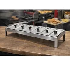 Porta Alimentos De Inox Profissional 6 Cubas Condimentadora Pequena De Mesa Bancada