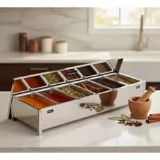 Condimentadora 6 cubas 750ml Profissional Premium De Inox Para Pizzaria Hamburgueria Cozinha