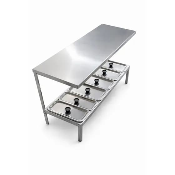 Condimentadora 6 cubas 750ml Profissional De Inox Com Prateleira