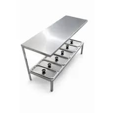 Condimentadora 6 cubas 750ml Profissional De Inox Com Prateleira