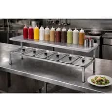 Porta Alimentos Grande Com Prateleira De Inox 6 Cubas Profissional Para Mesa Bancada