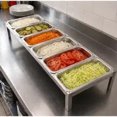 Pizzarola Profissional De Inox 6 Cubas 750ml Sem Tampas Porta Condimentos