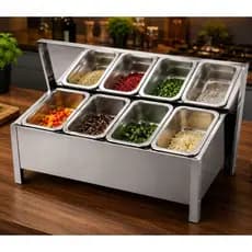 Condimentadora 4 Cubas Pequena 750ml De inox Profissional Para Bancada