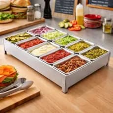 Porta Condimentos 10 Cubas De Inox Profissional Condimentadora Para Bancada