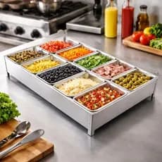 Condimentadora De Inox Grande 10 Cubas 750ml Cozinha Profissional