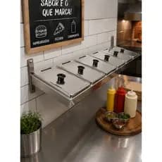 Condimentadora De Inox 6 Cubas Profissional De Parede