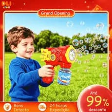 DLI Lança Bolhas de Sabão com Luz Brinquedo Infantil Arminha de Bolha Diversão Crianças