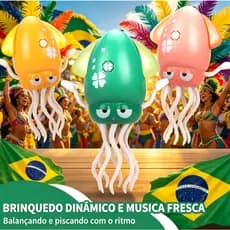 DLI Brinquedo Musical Polvo Dançante Com Luz Led E Evitação De Obstáculos Movimenta Agua viva