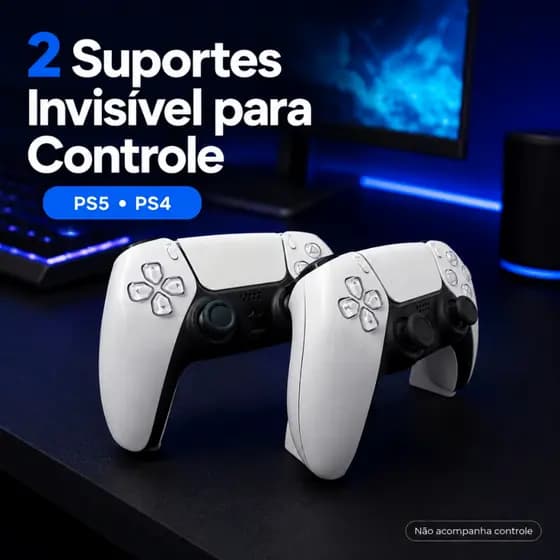 Kit 2 Suportes Invisíveis Controle PS5/PS4 DualSense Base Gamer Mesa