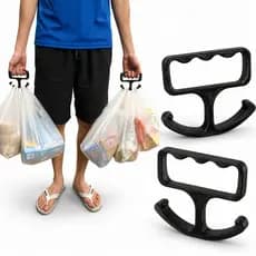 Kit 2 Suportes Carregador de Sacolas Pegador Ergonômico Mercado Preto