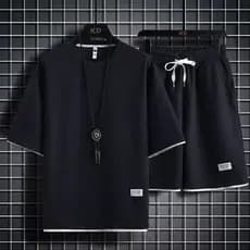Fonte fabricante Waffle esportes Casual terno masculino Shorts de manga curta atacado estilo Hong Kong solto falso de du