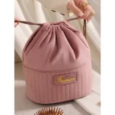 Saco cosmético camurça cordão balde estilo feminino multifuncional saco de higiene pessoal portátil rosa viagem saco de