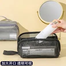 Malha transparente saco cosmético feminino 2024 novo estilo High-End portátil grande capacidade viagem cosméticos lavage