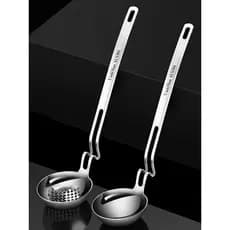 Colher de sopa de parede de aço inoxidável 304, estilo alemão, escorredor, cozinha doméstica, cabo longo integrado, colh