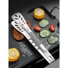 Estilo alemão 304 aço inoxidável churrasco clipe churrasco pão Silicone Anti-escaldante cozinha comida bife frito dedica