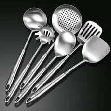 Espátula de aço inoxidável 304, alça longa espessada, espátula de fritura integrada, colher de cozinha doméstica, utensí