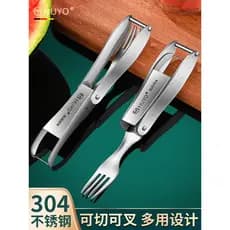 Produto comestível 304 aço inoxidável melancia dcing ferramenta útil faca especial garfo dois-em-um todo bloco de melanc