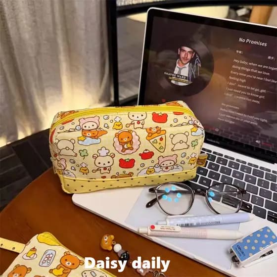 Japonês bonito urso lápis caso menina estilo nicho de alto valor lona lápis caso saco de papelaria estudante saco de arm