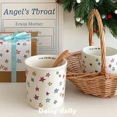 Criativo colorido estrela caneca de alto valor copo de cerâmica copo de água menina mão bonito copo de café doméstico