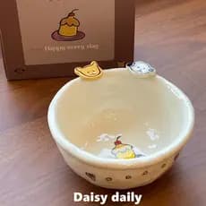 Presente de cachorrinho de cerâmica bonito ins tigela de arroz tigela de arroz salada prato de café da manhã sopa macarr