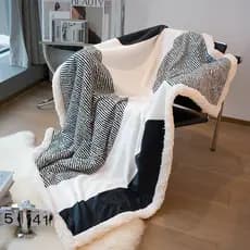 Moda simples geométrica engrossado pequeno cobertor leite velo dupla camada sofá cobertor escritório nap cochilo ar cond
