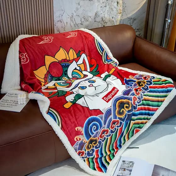 Novo estilo chinês nacional na moda estilo cidade proibida cobertor Casual sala de estar sofá cobertor dupla face pelúci