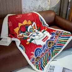 Novo estilo chinês nacional na moda estilo cidade proibida cobertor Casual sala de estar sofá cobertor dupla face pelúci