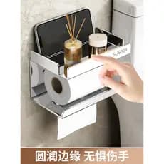 Suporte de papel em rolo de aço inoxidável, Rack de parede para celular, estilo engenharia de Hotel, caixa de papel higi