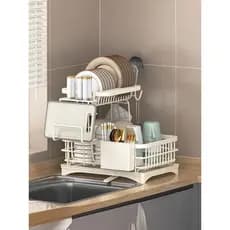 Rack de prato de cozinha, caixa de armazenamento de pratos, rack de drenagem, bancada, rack de armazenamento multifuncio