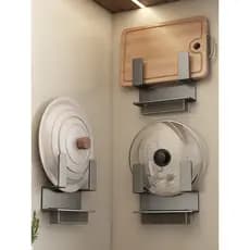 Bandeja de gotejamento sem perfuração, tampa de pote, rack de drenagem de cozinha, placa de corte montada na parede, rac
