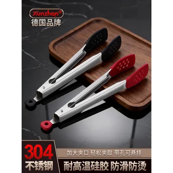 304 clipe de Silicone de aço inoxidável cozinha bife frito dedicado Anti-escaldante pinças resistentes a altas temperatu