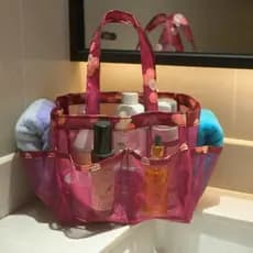 Bolsa de malha portátil, bolsa de higiene pessoal, academia, natação, armazenamento, esportes, lazer, viagem, grande cap
