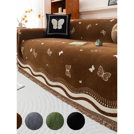 Estilo Pastoral borboleta sombra Chenille sofá toalha cobertor High-End sentimento capa de uma peça antiderrapante quatr
