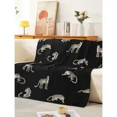 Estilo nórdico preto branco leopardo sofá toalha cobertor decorativo lazer cobertor toalha de cabeceira toalha de mesa a