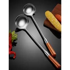 Colher de fritar de aço inoxidável Chef dedicado colher de fritar doméstico de cabo longo velho