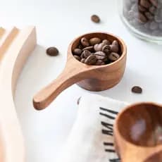Colher medidora de grãos de café de madeira de acácia estilo japonês copo de medição de madeira Natural cozinha alça cur