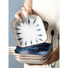 Assadeira de cerâmica estilo japonês com alça Assadeira criativa Prato de salada Prato doméstico Prato de comida ocident