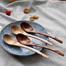 Estilo japonês concha de tartaruga alça longa curvada colher de sopa grande antiderrapante corte à mão colher de alça lo