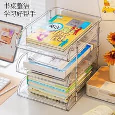 Rack de armazenamento de mesa de mesa, livro de arquivo de escritório, caixa de armazenamento em camadas, classificação