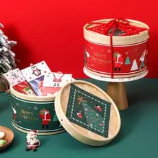 Balde de abraço de natal Madeleine floco de neve crocante Nougat doces biscoitos caixa de embalagem de grande capacidade