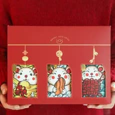 Ano do rato série de ano novo embalagem caixa de presente coração tem rato floco de neve crocante Nougat biscoitos doces